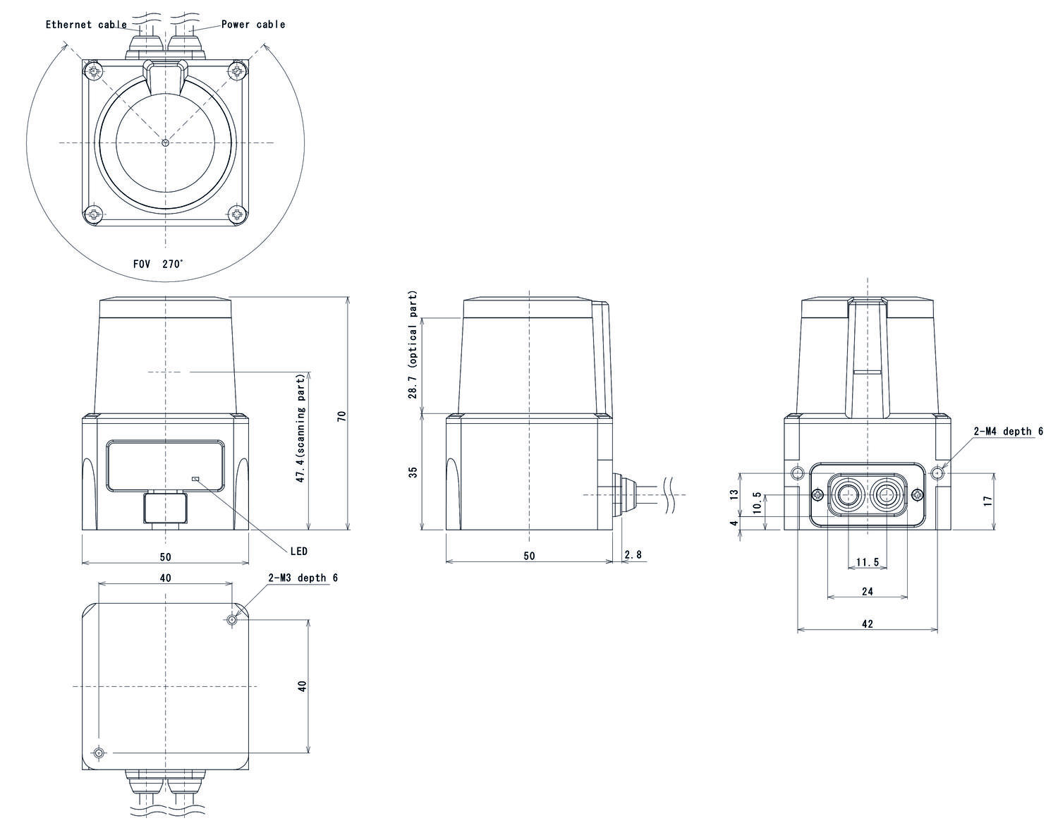 Hokuyo UST-10LX Scanning Laser Range Finder.