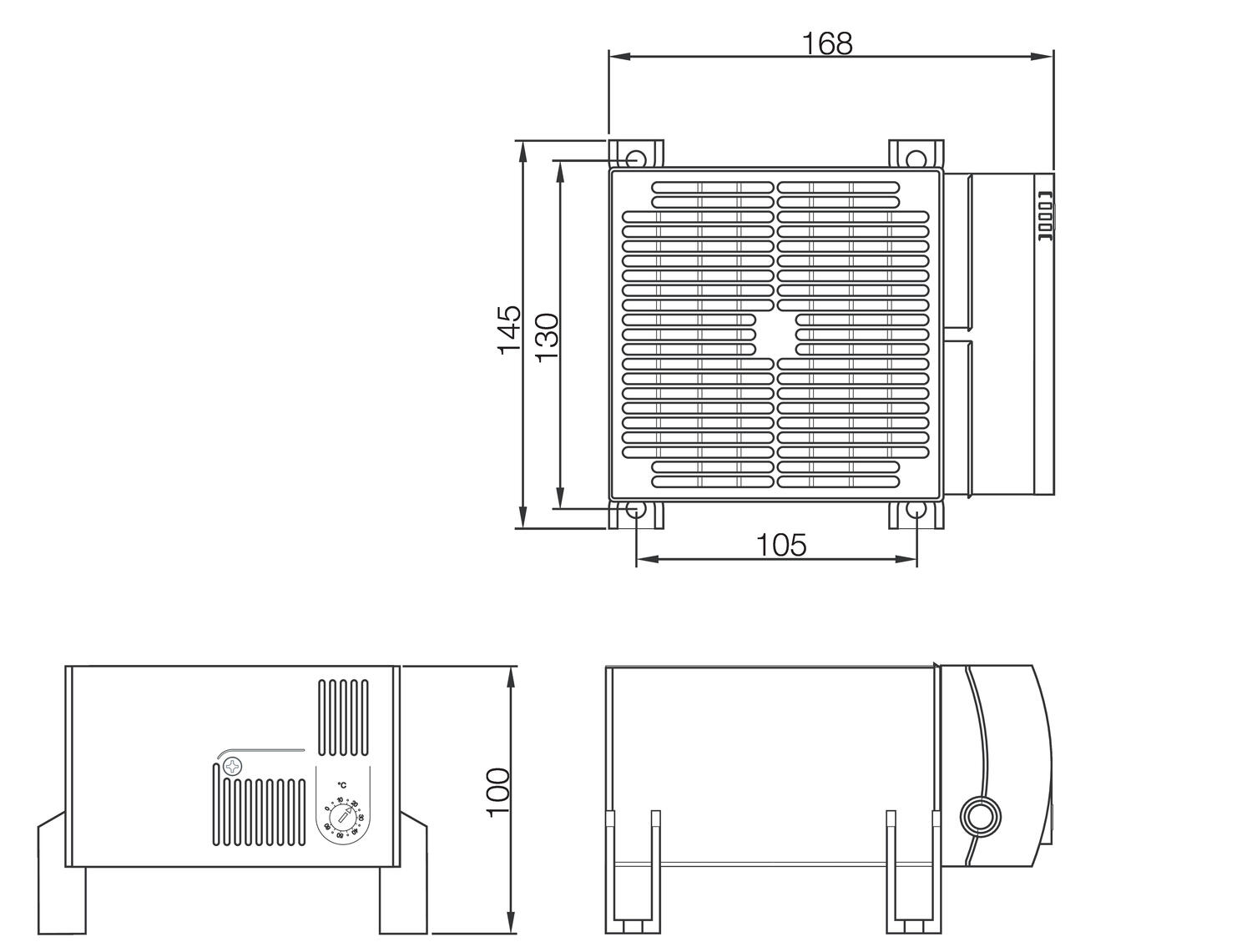 Dimension drawing to CR030 Heating fan