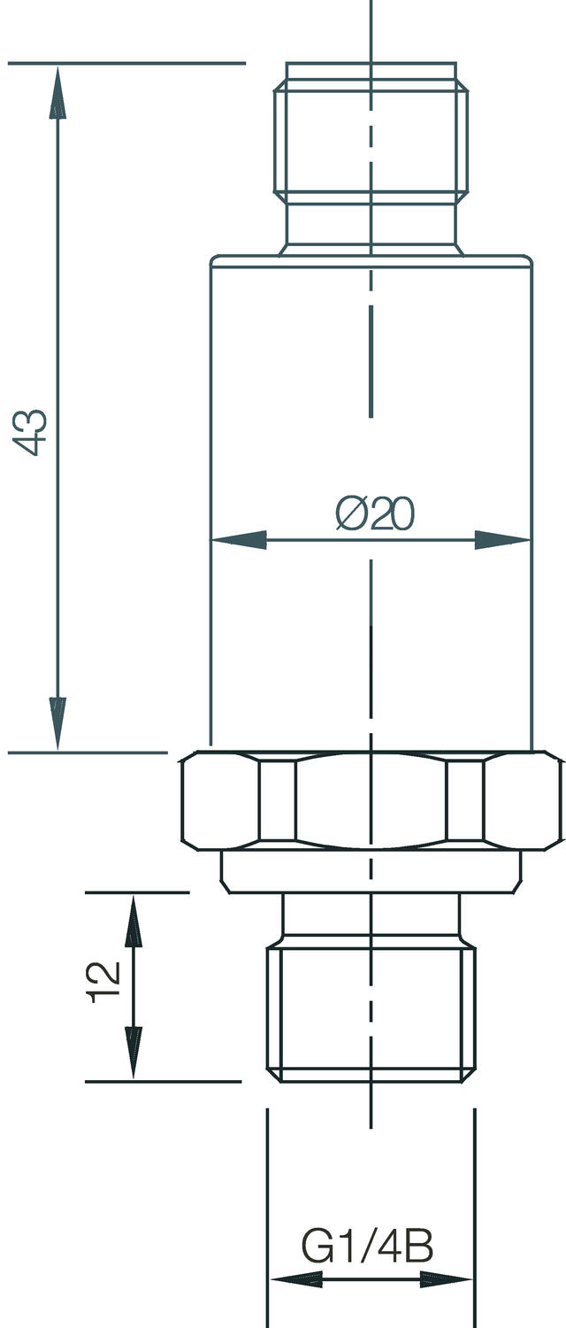 Dimension of pressure sensor for volume aoolication G1/4"