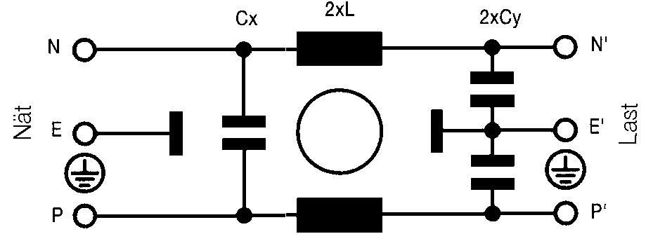 Mains Filter Connecting drawing to FN9222