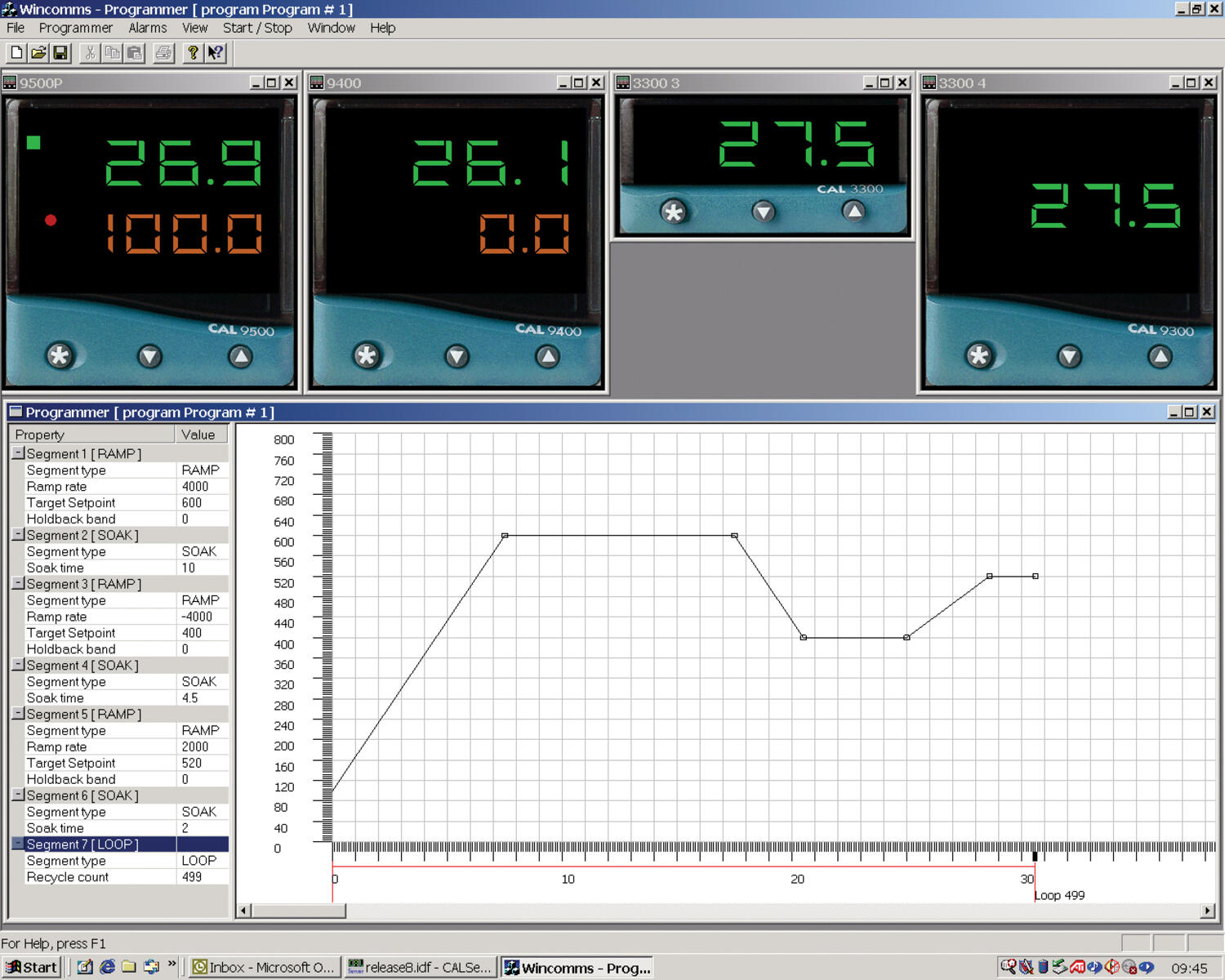 Screenpicture on instrument and programming of rampfunction